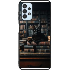 Samsung Galaxy A13 5G Case Hülle - Silikon schwarz Katze Bücher dunkel