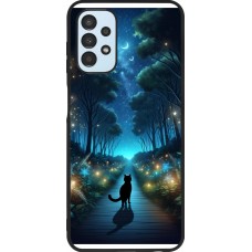 Samsung Galaxy A13 5G Case Hülle - Silikon schwarz Schwarze Katze Spaziergang