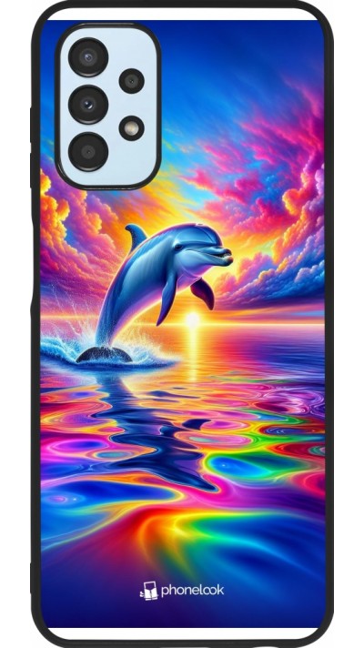 Samsung Galaxy A13 5G Case Hülle - Silikon schwarz Glücklicher Regenbogen-Delfin