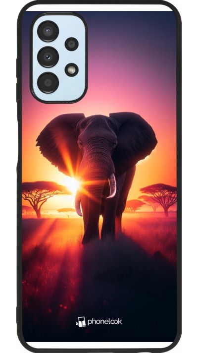 Samsung Galaxy A13 5G Case Hülle - Silikon schwarz Elefant Sonnenaufgang Schönheit