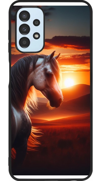 Samsung Galaxy A13 5G Case Hülle - Silikon schwarz Majestätischer Sonnenuntergang Pferd