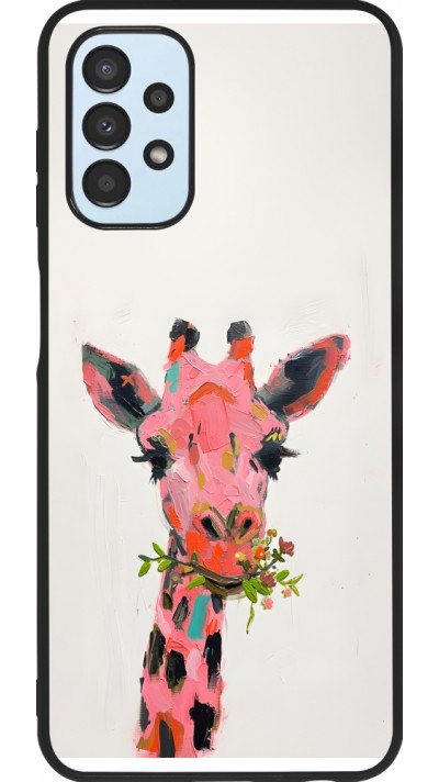 Samsung Galaxy A13 5G Case Hülle - Silikon schwarz Pink Girafe Paint