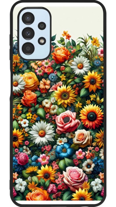 Samsung Galaxy A13 5G Case Hülle - Silikon schwarz Sommer Blumenmuster