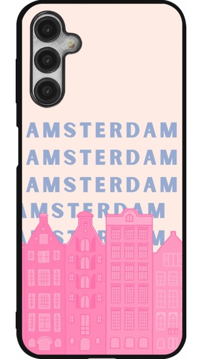 Samsung Galaxy A14 5G Case Hülle - Silikon schwarz Amsterdam Pink Print