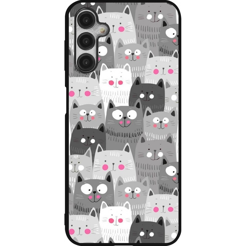 Samsung Galaxy A14 5G Case Hülle - Silikon schwarz Katzenschwärme