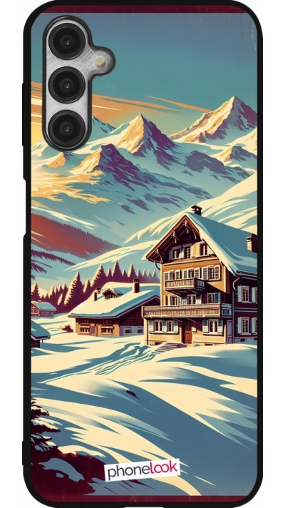 Samsung Galaxy A14 5G Case Hülle - Silikon schwarz Chalet Berg verschneit