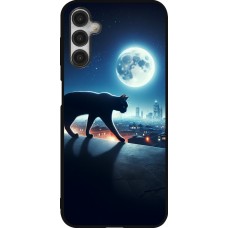 Samsung Galaxy A14 5G Case Hülle - Silikon schwarz Schwarze Katze unter dem Vollmond