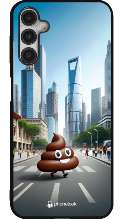 Samsung Galaxy A14 5G Case Hülle - Silikon schwarz Kackhaufen Emoji Spaziergang