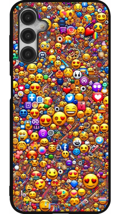 Samsung Galaxy A14 5G Case Hülle - Silikon schwarz Emoji gemischt