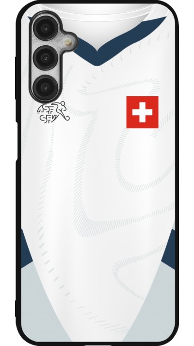 Coque Samsung Galaxy A14 5G - Silicone rigide noir Maillot de football Suisse Extérieur personnalisable