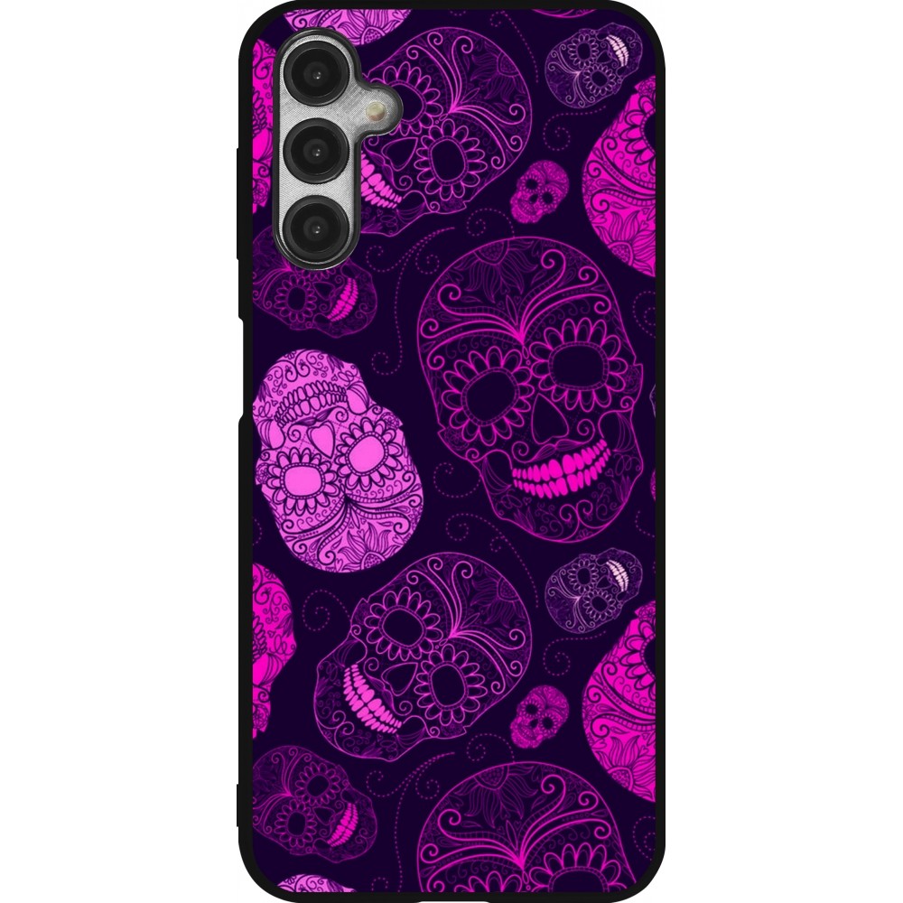 Samsung Galaxy A14 5G Case Hülle - Silikon schwarz Halloween 2023 pink skulls