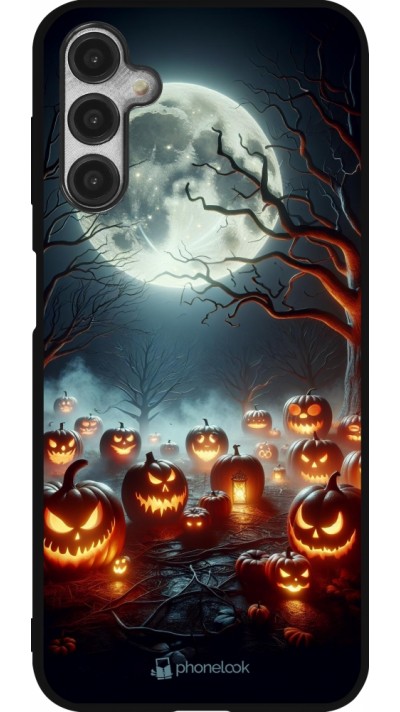 Samsung Galaxy A14 5G Case Hülle - Silikon schwarz Halloween 2024 Viele Kuerbisse