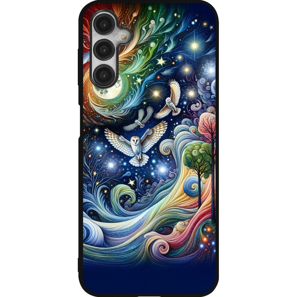 Samsung Galaxy A14 5G Case Hülle - Silikon schwarz Fliegender Blumen-Eule