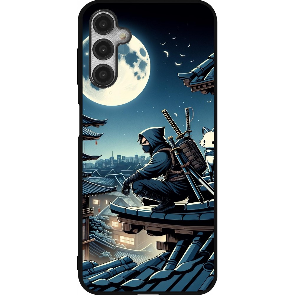 Samsung Galaxy A14 5G Case Hülle - Silikon schwarz Ninja unter dem Mond