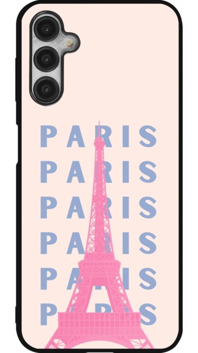 Coque Samsung Galaxy A14 5G - Silicone rigide noir Paris Pink Print