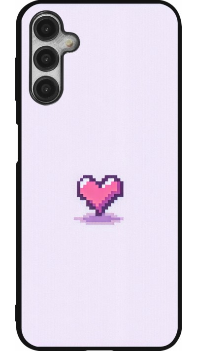 Coque Samsung Galaxy A14 5G - Silicone rigide noir Pixel Coeur Violet Clair