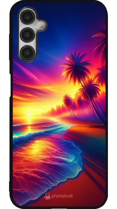 Samsung Galaxy A14 5G Case Hülle - Silikon schwarz Strand Sonnenuntergang auffällig