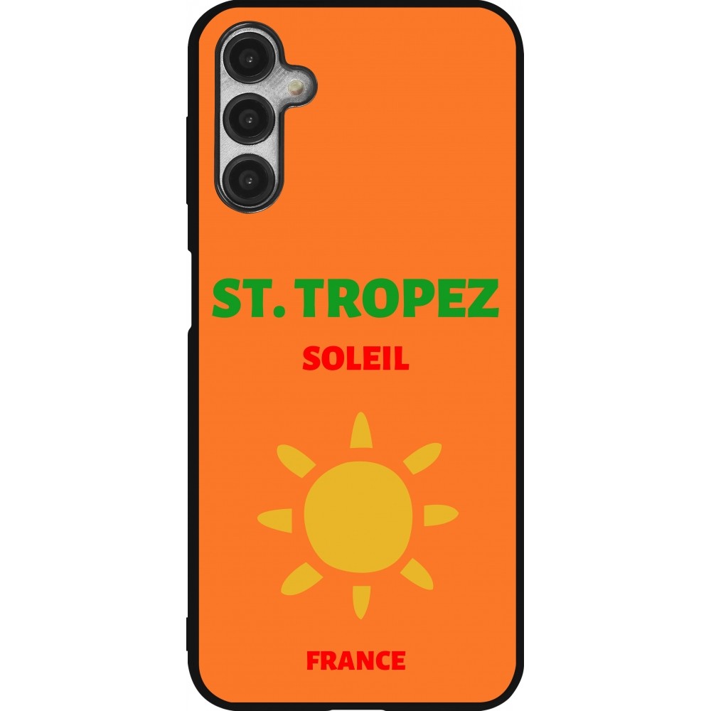 Coque Samsung Galaxy A14 5G - Silicone rigide noir Pop Summer Destination St-Tropez