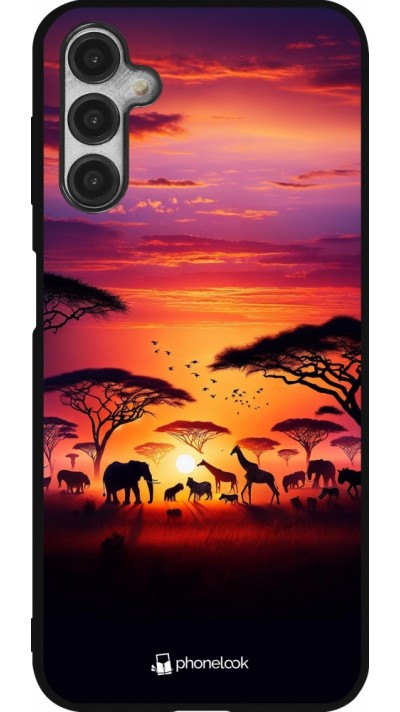 Coque Samsung Galaxy A14 5G - Silicone rigide noir Safari sunset wildlife