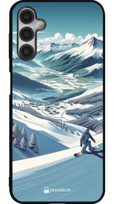 Samsung Galaxy A14 5G Case Hülle - Silikon schwarz Snowboarder Berg