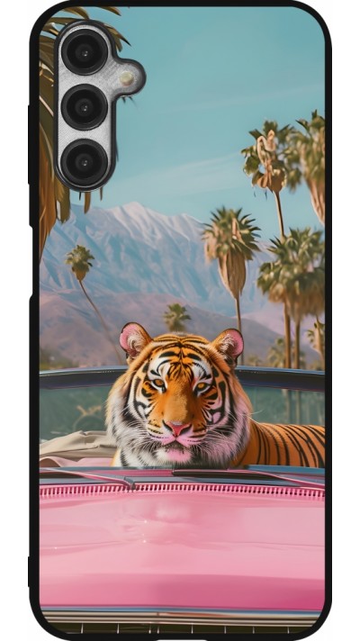 Coque Samsung Galaxy A14 5G - Silicone rigide noir Tigre voiture rose