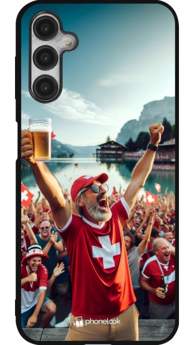 Coque Samsung Galaxy A14 5G - Silicone rigide noir Victoire suisse fan zone Euro 2024