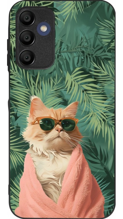 Samsung Galaxy A15 Case Hülle - Silikon schwarz Cat Summer Palms