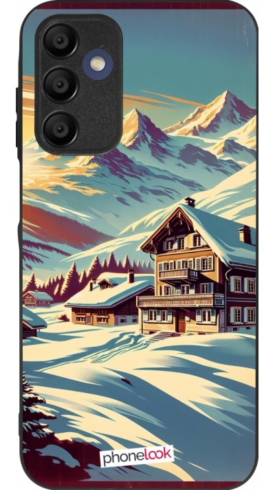 Samsung Galaxy A15 Case Hülle - Silikon schwarz Chalet Berg verschneit