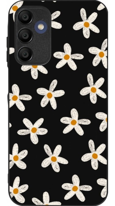 Samsung Galaxy A15 Case Hülle - Silikon schwarz Easter 2024 white on black flower