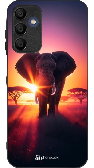 Samsung Galaxy A15 Case Hülle - Silikon schwarz Elefant Sonnenaufgang Schönheit