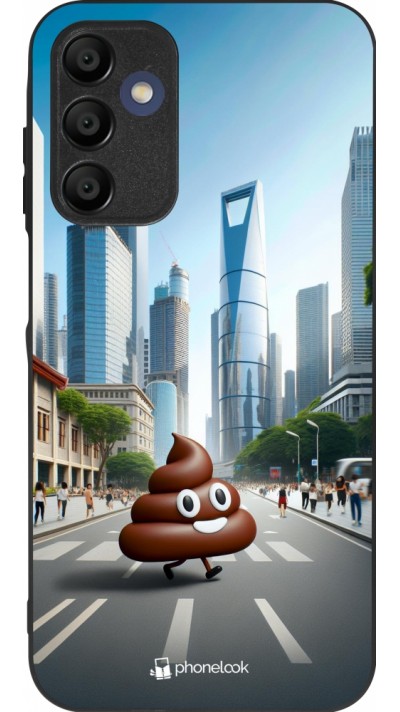 Samsung Galaxy A15 Case Hülle - Silikon schwarz Kackhaufen Emoji Spaziergang