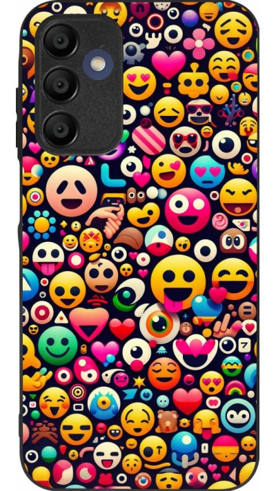 Samsung Galaxy A15 Case Hülle - Silikon schwarz Emoji Mix Farbe