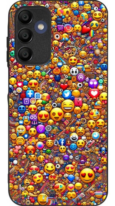 Samsung Galaxy A15 Case Hülle - Silikon schwarz Emoji gemischt