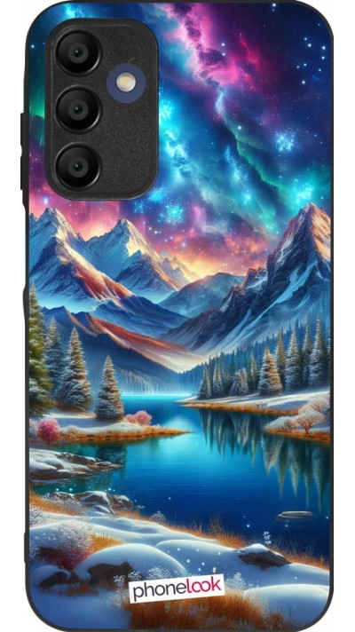 Samsung Galaxy A15 Case Hülle - Silikon schwarz Fantasiebergsee Himmel Sterne