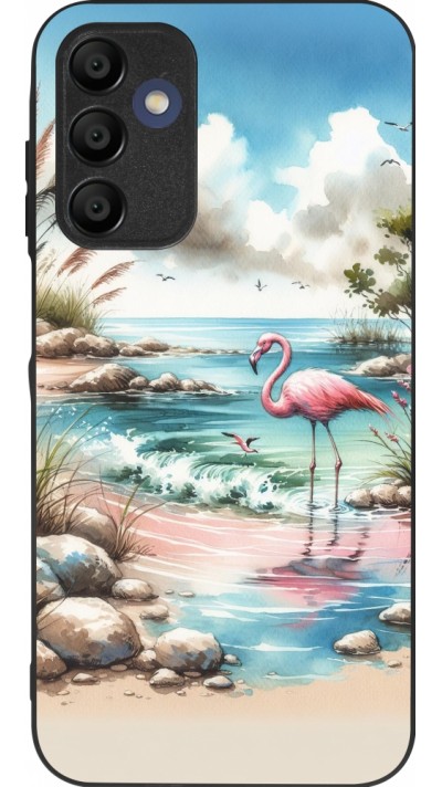 Samsung Galaxy A15 Case Hülle - Silikon schwarz Flamingo Aquarell