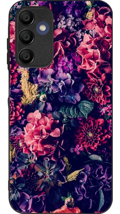 Samsung Galaxy A15 Case Hülle - Silikon schwarz Flowers Dark