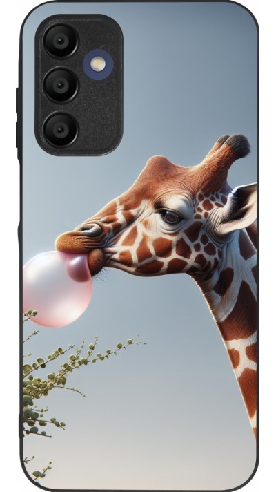 Samsung Galaxy A15 Case Hülle - Silikon schwarz Giraffe mit Blase