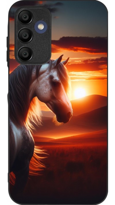 Samsung Galaxy A15 Case Hülle - Silikon schwarz Majestätischer Sonnenuntergang Pferd