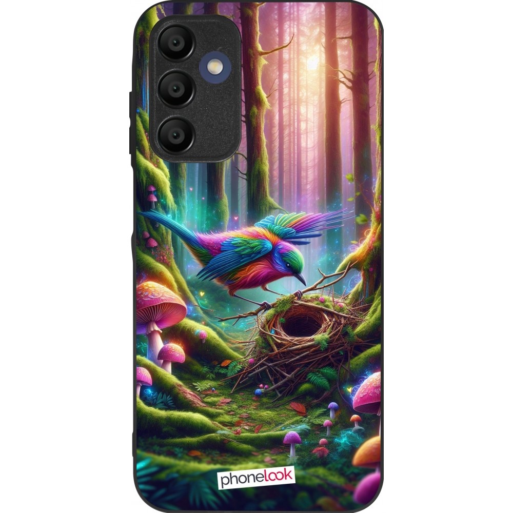 Samsung Galaxy A15 Case Hülle - Silikon schwarz Vogel Nest Wald