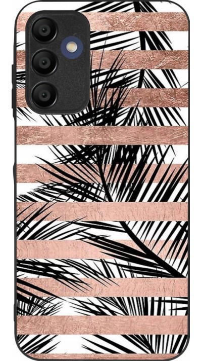 Samsung Galaxy A15 Case Hülle - Silikon schwarz Palm trees gold stripes