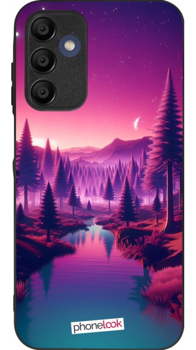 Samsung Galaxy A15 Case Hülle - Silikon schwarz Lila-rosa Landschaft