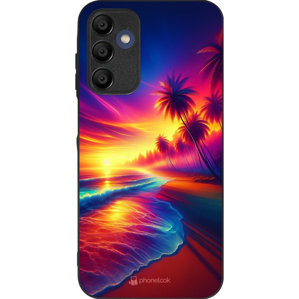 Samsung Galaxy A15 Case Hülle - Silikon schwarz Strand Sonnenuntergang auffällig