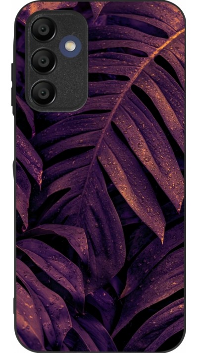 Samsung Galaxy A15 Case Hülle - Silikon schwarz Purple Light Leaves