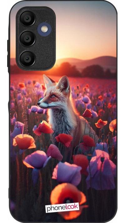 Samsung Galaxy A15 Case Hülle - Silikon schwarz Purpurroter Fuchs bei Dammerung