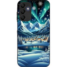 Samsung Galaxy A15 Case Hülle - Silikon schwarz Verschneites Bergdorf am See in der Nacht