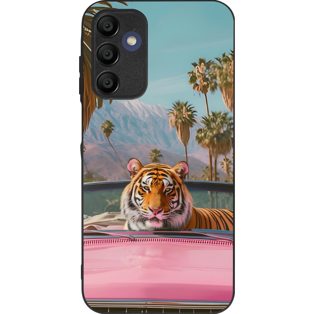 Samsung Galaxy A15 Case Hülle - Silikon schwarz Tiger Auto rosa