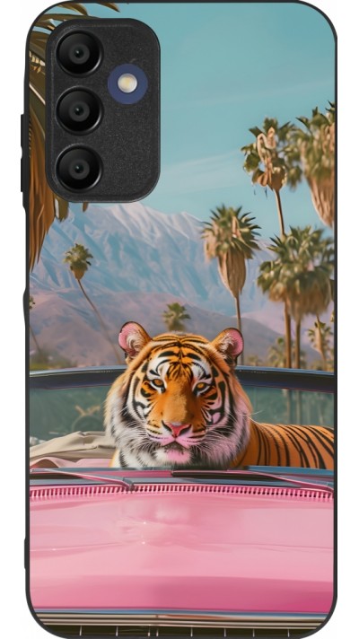 Samsung Galaxy A15 Case Hülle - Silikon schwarz Tiger Auto rosa