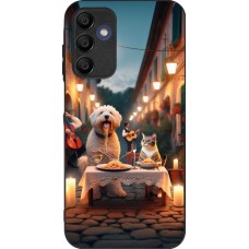 Samsung Galaxy A15 Case Hülle - Silikon schwarz Valentin 2024 Hund & Katze Kerzenlicht