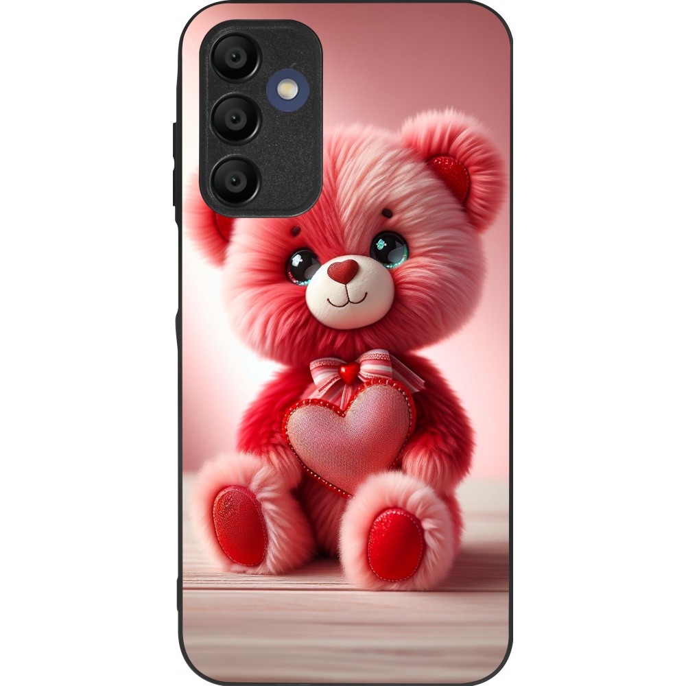 Samsung Galaxy A15 Case Hülle - Silikon schwarz Valentin 2024 Rosaroter Teddybär