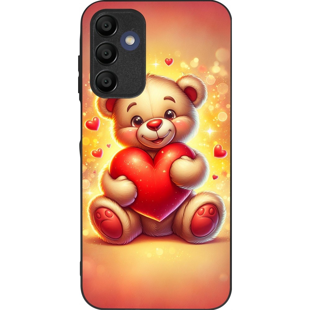 Samsung Galaxy A15 Case Hülle - Silikon schwarz Valentin 2024 Teddy Liebe